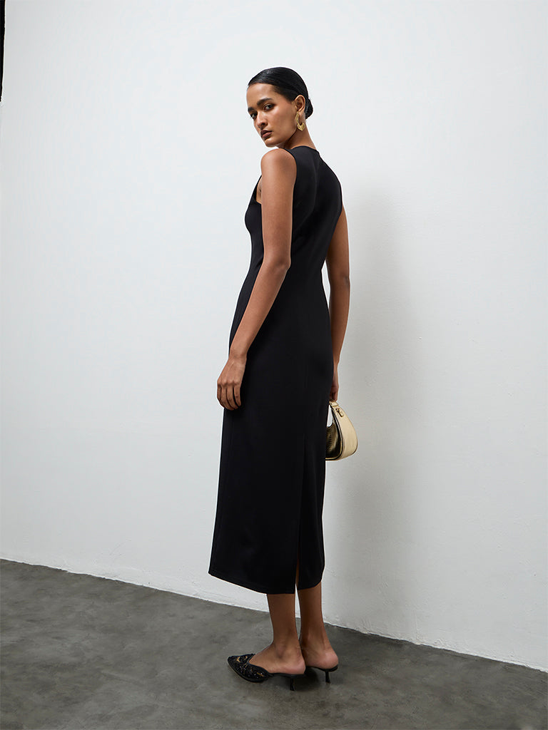 Vark Black Embellished Bodycon Dress