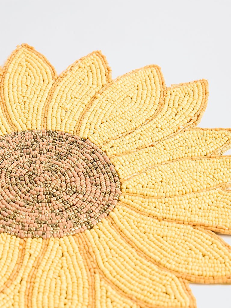 Westside Home Yellow Sunflower Beaded Placemat
