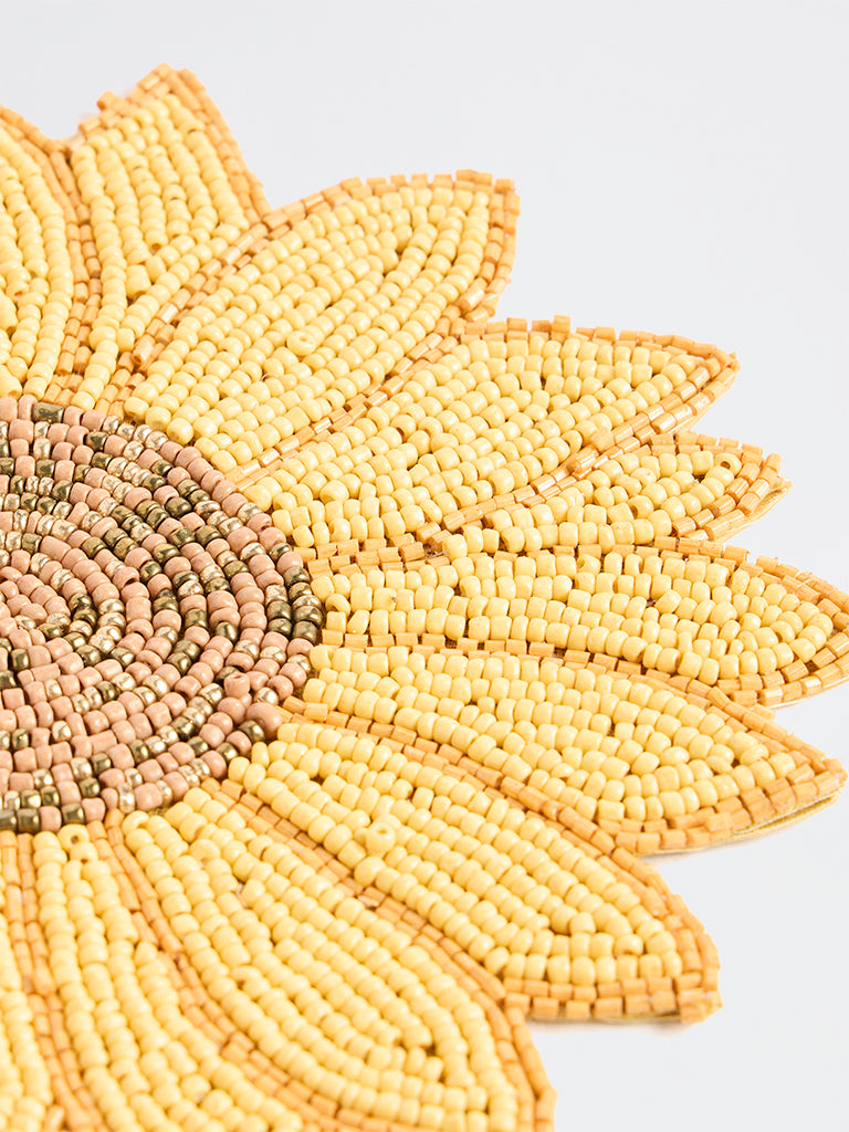 Westside Home Yellow Sunflower Beaded Trivet