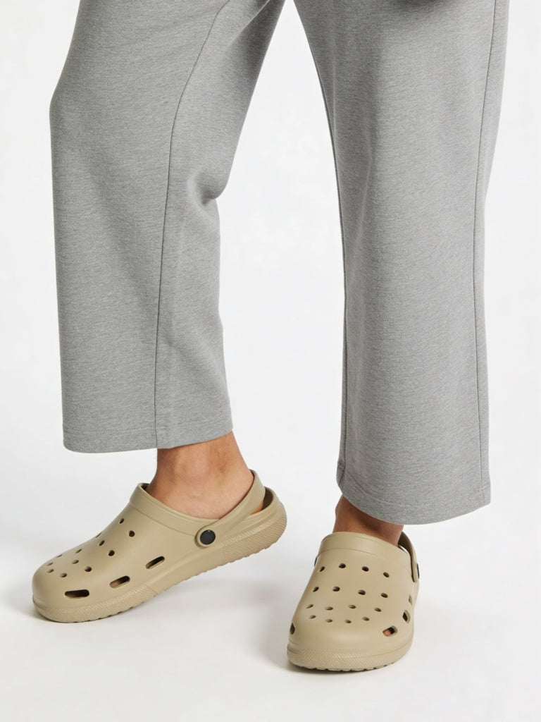 SOLEPLAY Taupe Perforated Clogs