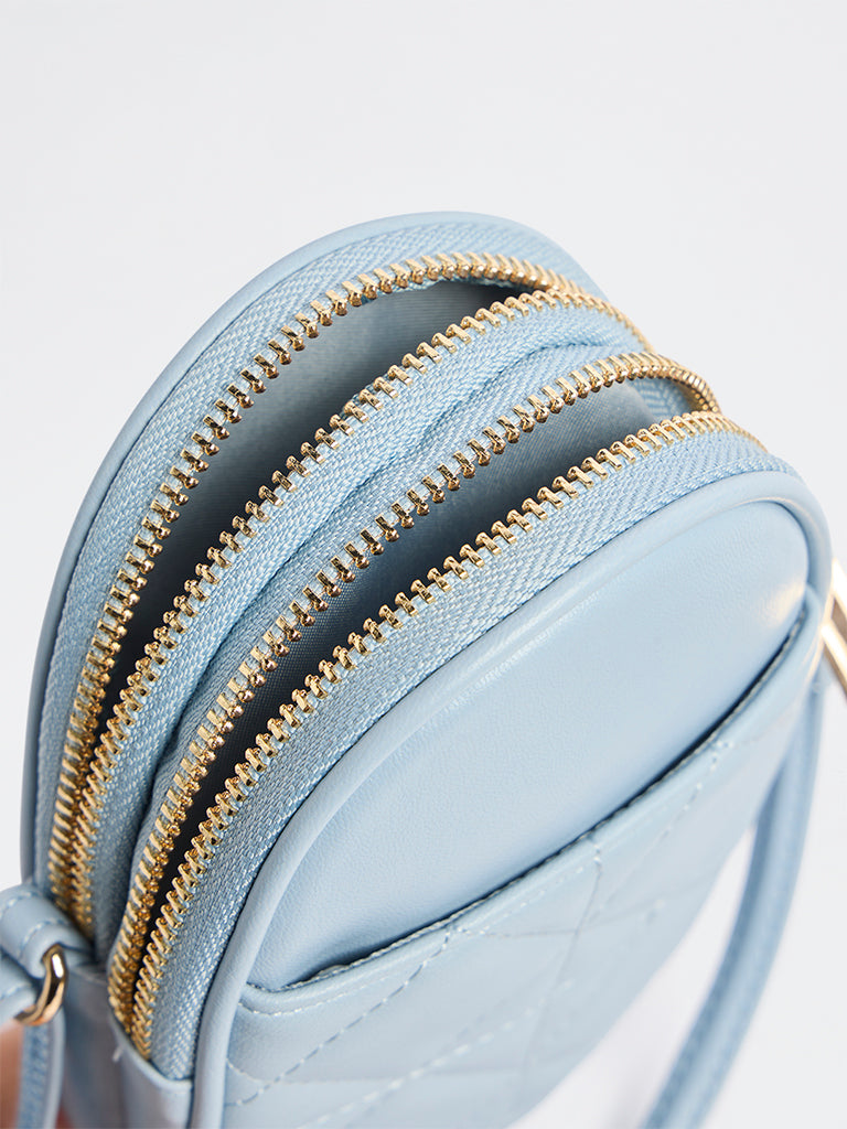 Westside Light Blue Quilted Phone Sling Bag