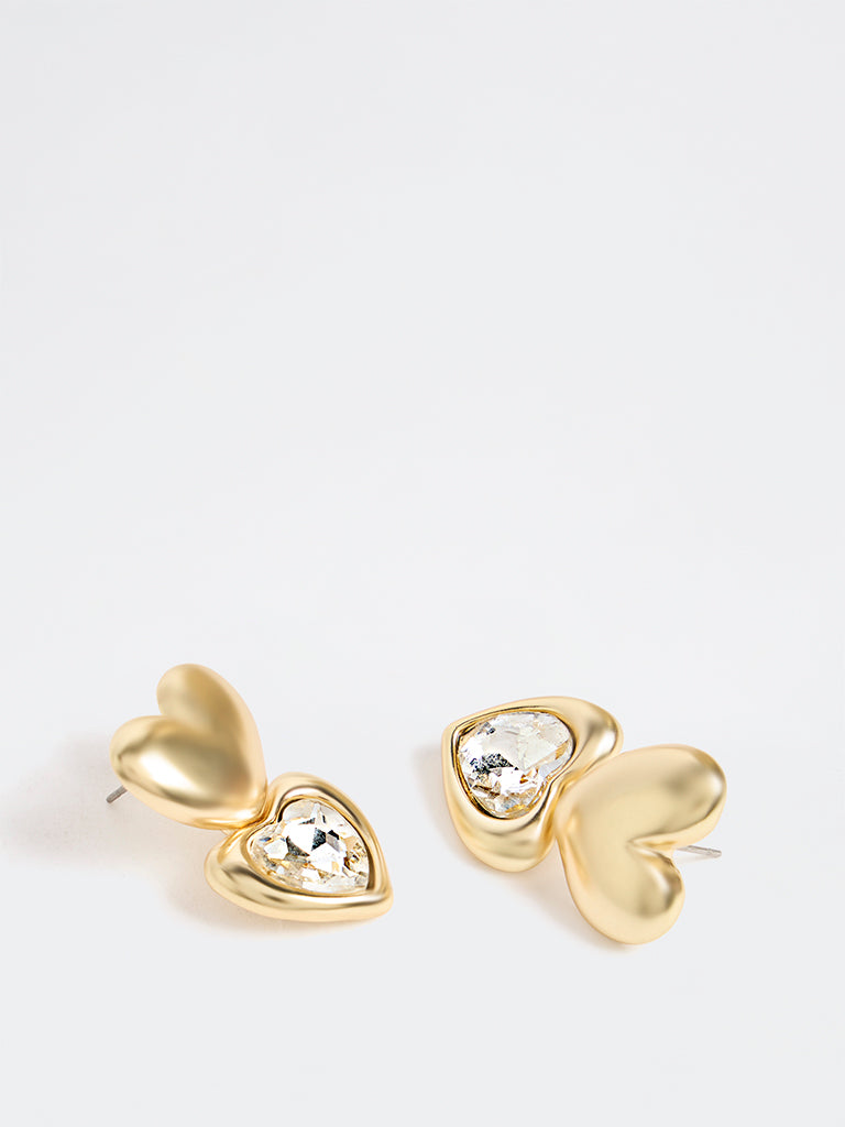 Westside Accessories Gold Heart Dangler Earrings