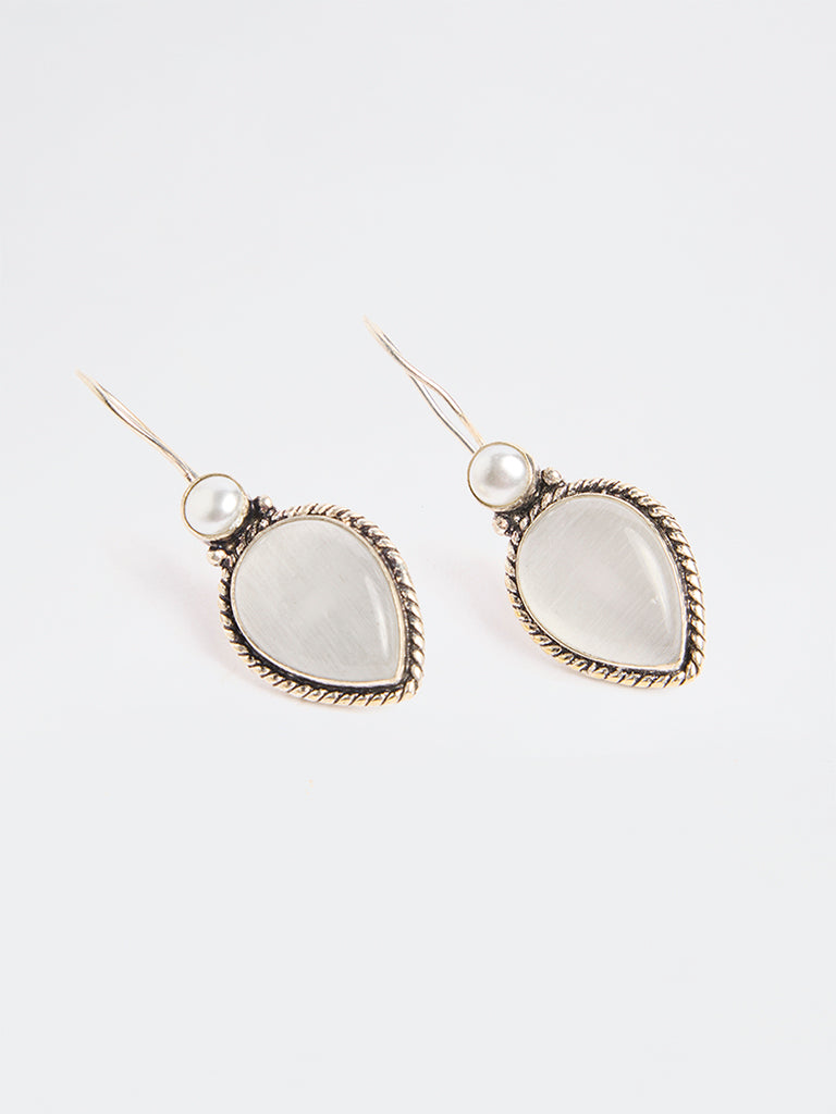 Westside Accessories Silver Stone Jhumki Earrings