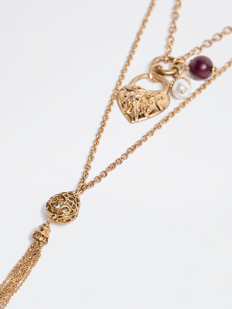 Westside Accessories Gold Tassel Pendant Necklace
