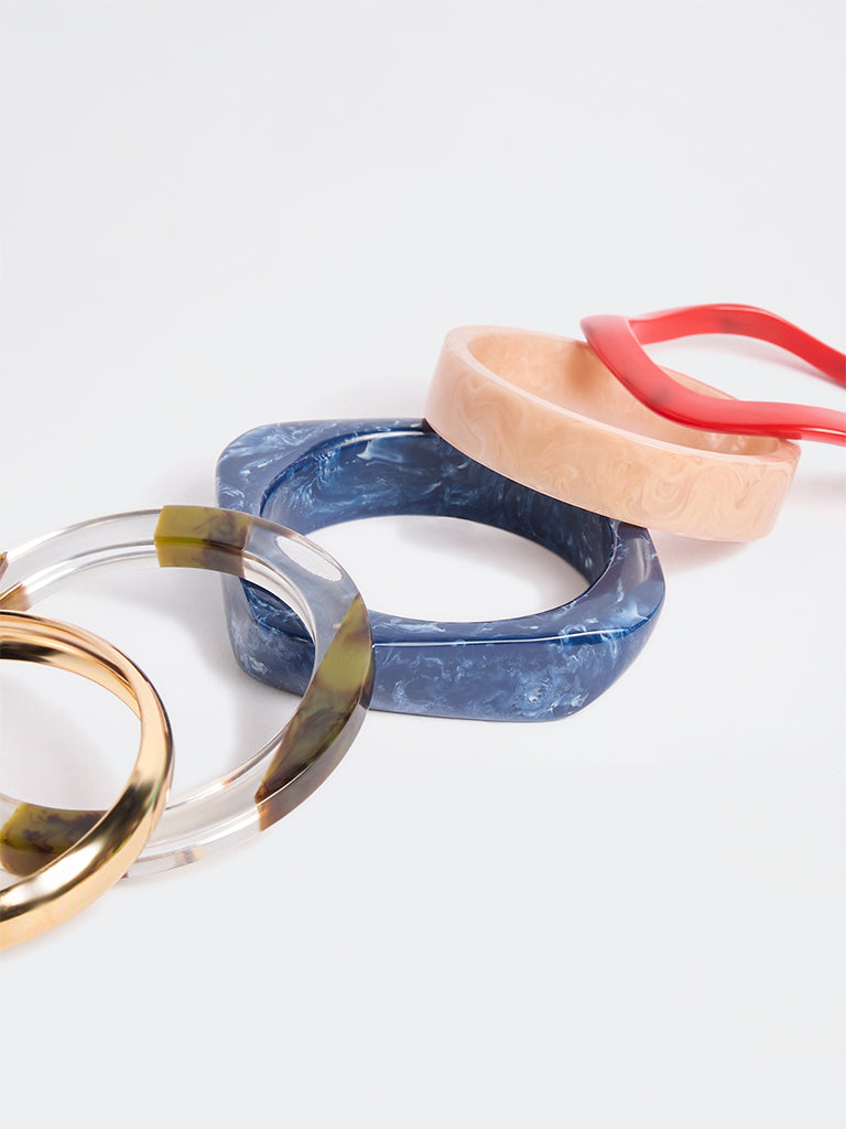 Westside Accessories Multicolour Metal and Resin Bangles - Pack of 5