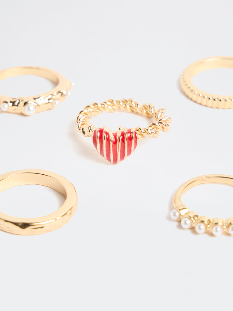 Westside Accessories Gold Multi-Ring Stack - Pack of 5