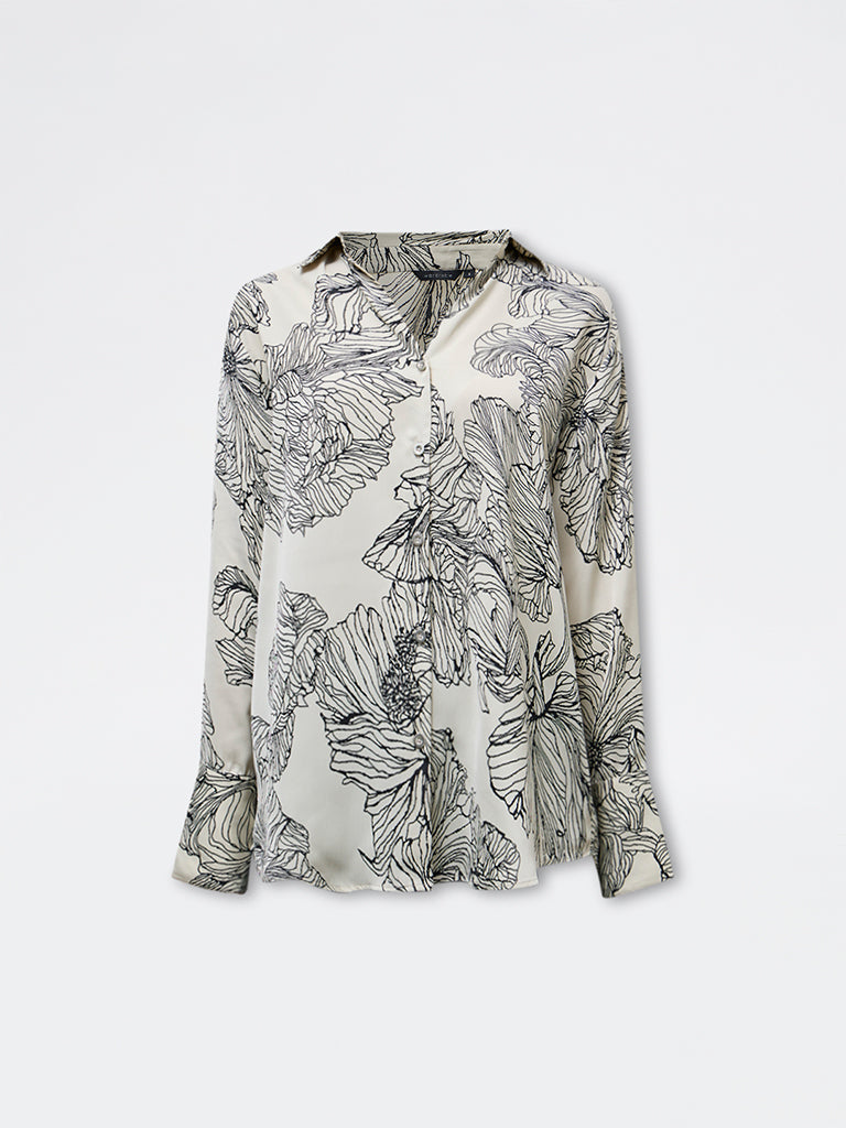 Wardrobe Taupe Floral Shirt