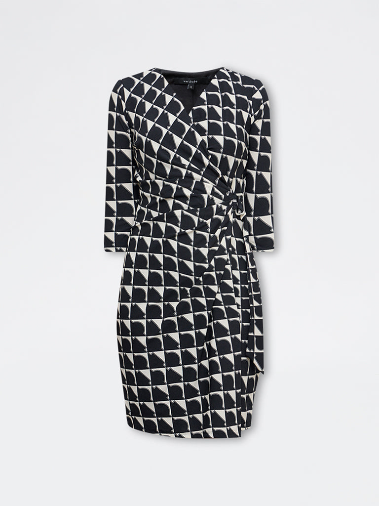Wardrobe Black Printed A-Line Dress