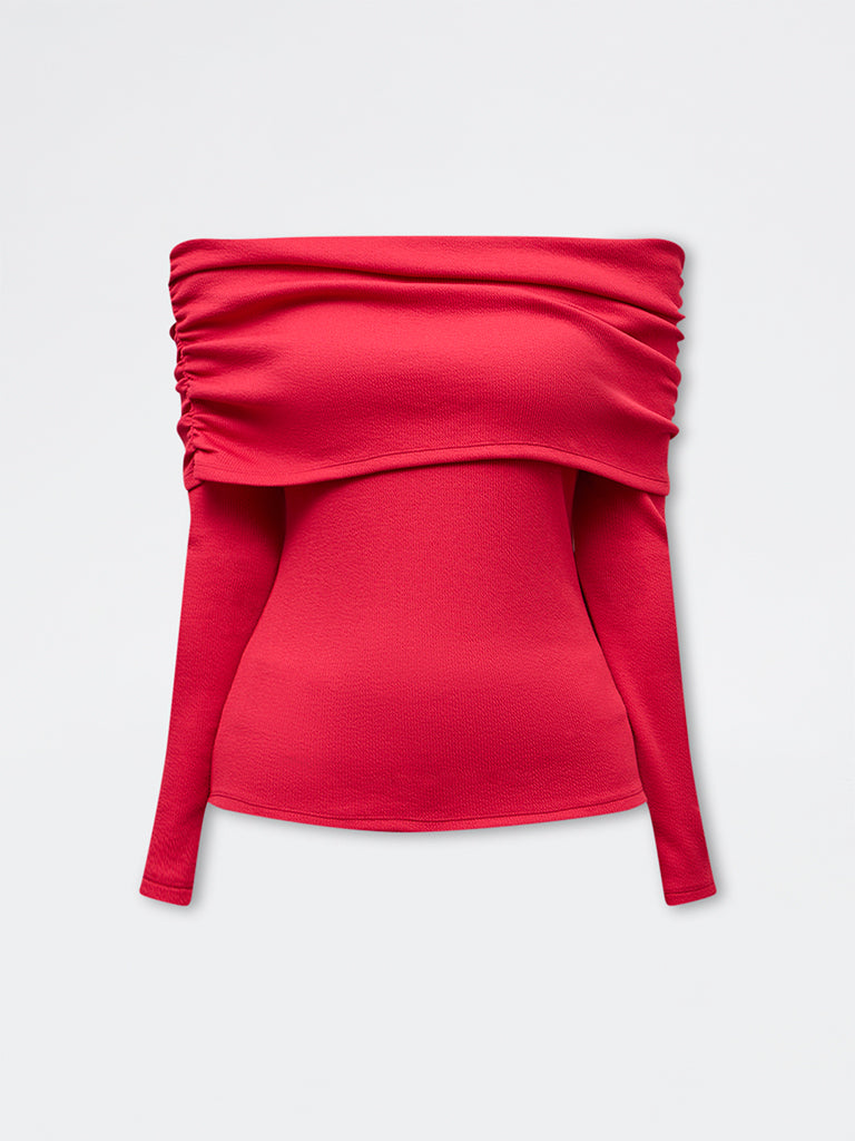 Wardrobe Red Off-Shoulder Top