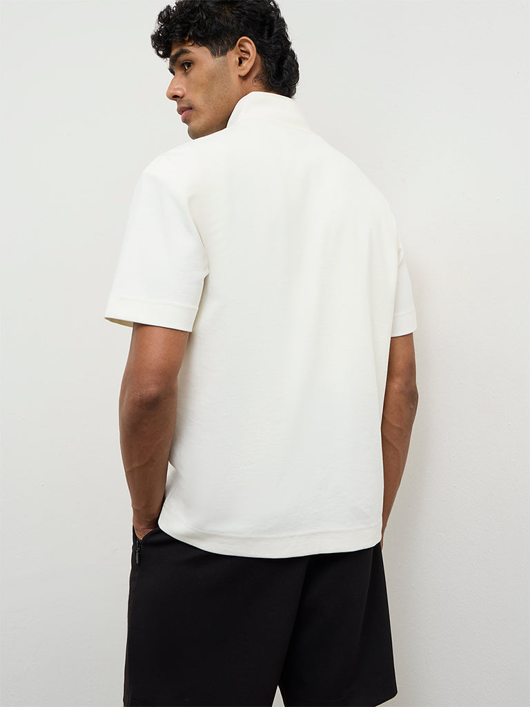 Nuoflexx Off-White Graphic-Detail Relaxed Fit Cotton-Blend T-Shirt