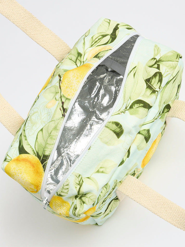 Westside Home Aqua Lemon Printed Lunch Bag