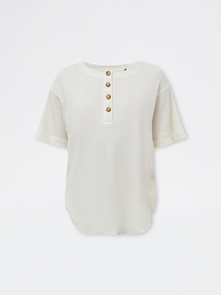 Wunderlove Ivory Waffle-Textured Top