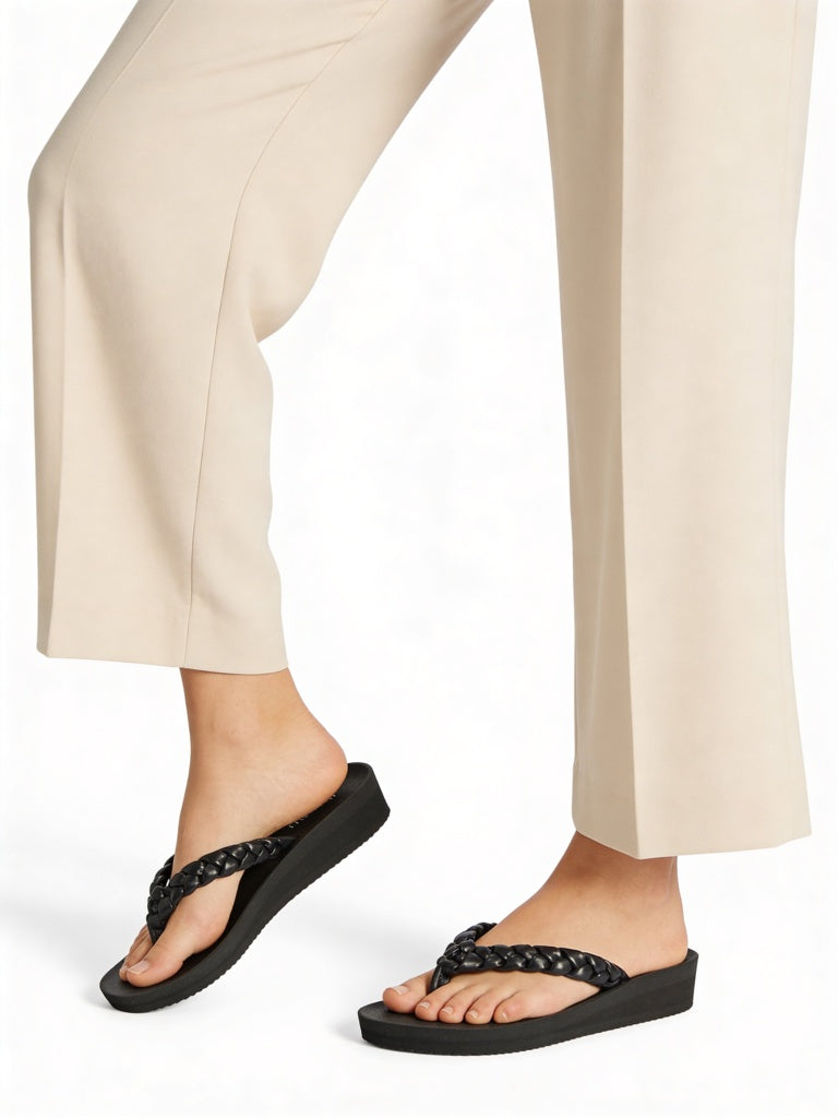 LUNA BLU Black Braided Comfort Flip-Flops
