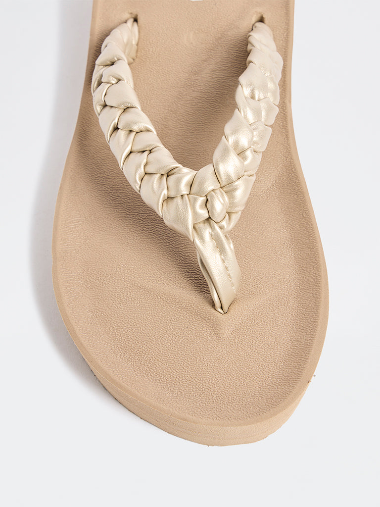 LUNA BLU Taupe Braided Comfort Flip-Flops