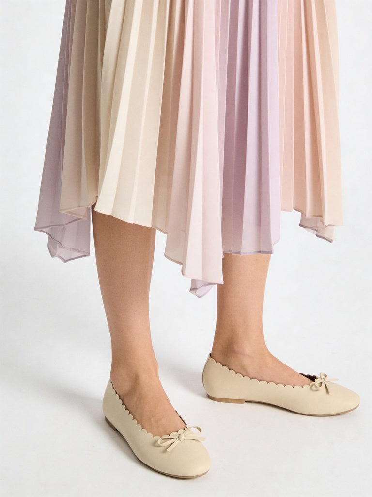 LUNA BLU Ivory Bow-Detailed Ballerinas