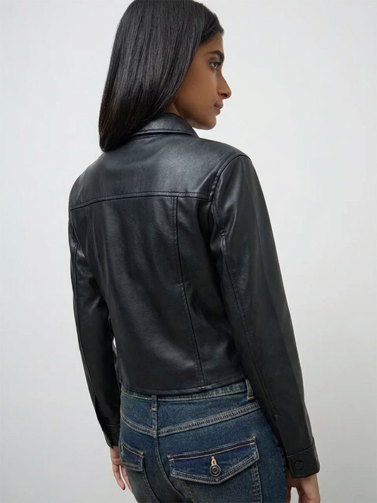 Nuon Black Faux-Leather Jacket