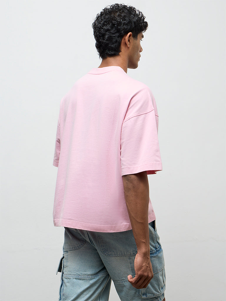 Nuon Pink Relaxed-Fit Cotton T-Shirt