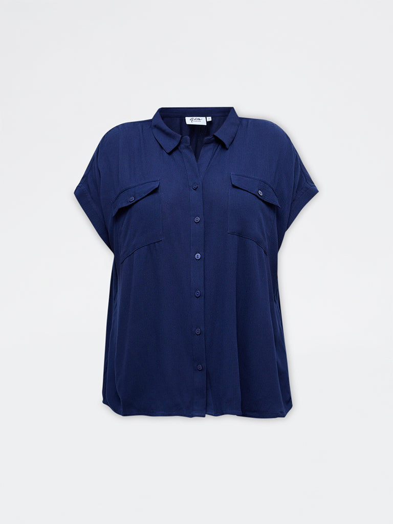 Gia Navy Textured Shirt