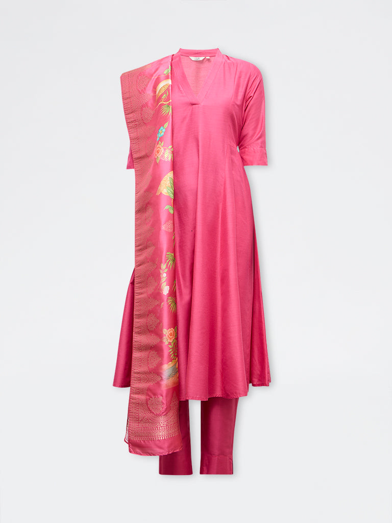 Vark Pink Anarkali Ethnic Set