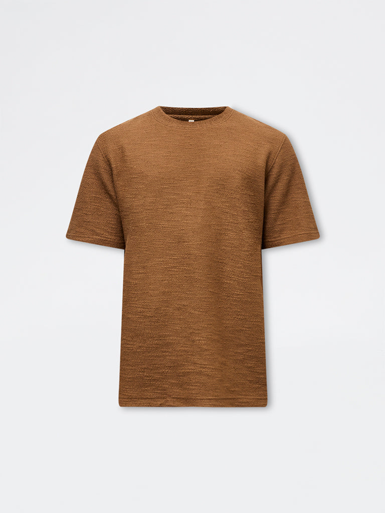 ETA Brown Textured Relaxed-Fit Cotton-Blend T-Shirt