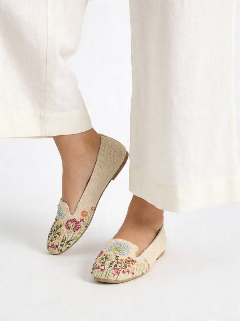 LUNA BLU Multicolor Floral-Embroidered Loafers