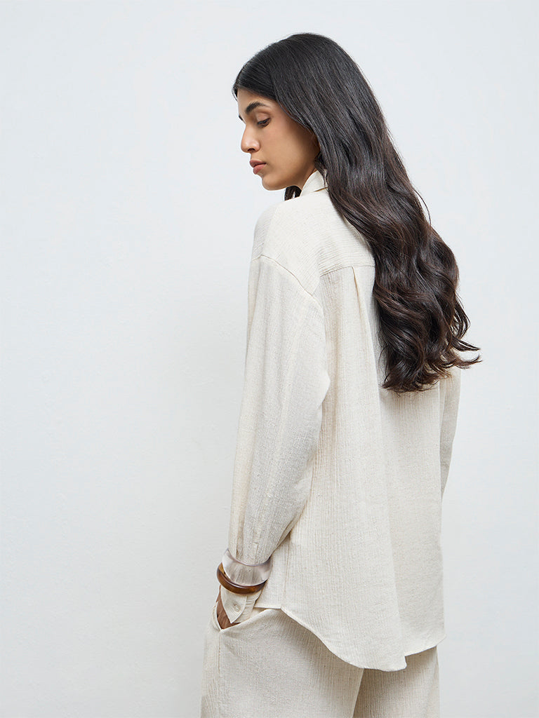 LOV Off-White Crinkle-Textured Shirt