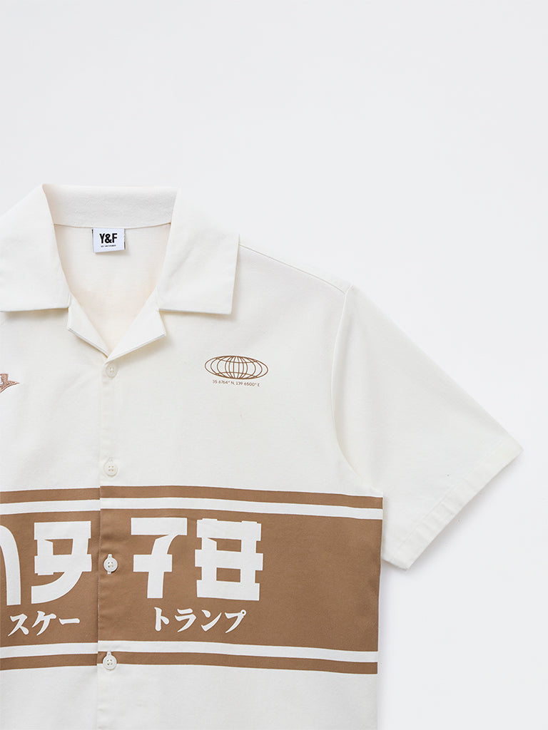 Boys Off-White Japanese-Inspired Cotton-Blend Shirt