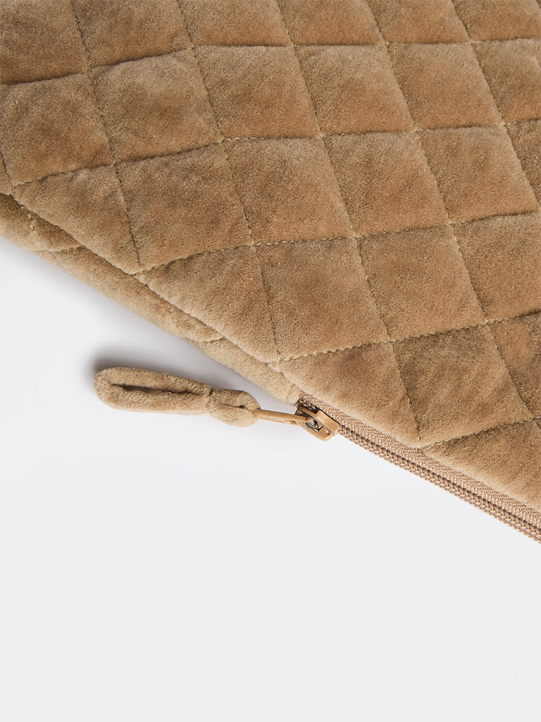 Westside Home Brown Quilted Laptop Sleeve