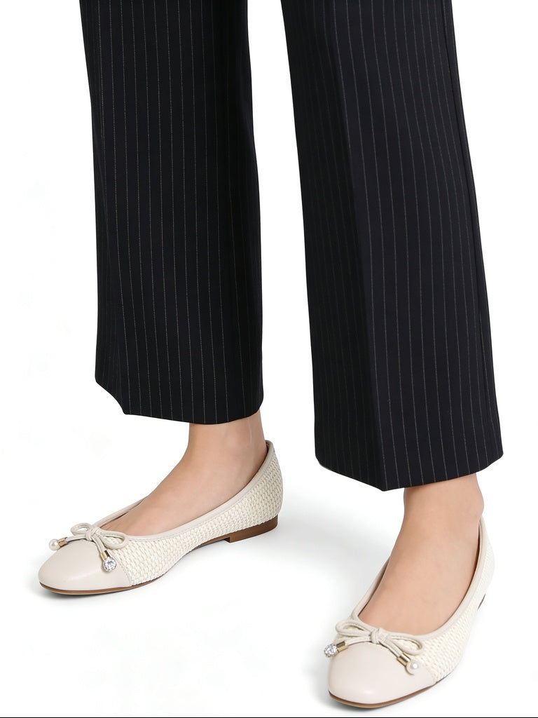 LUNA BLU Ivory Raffia Textured Ballerinas