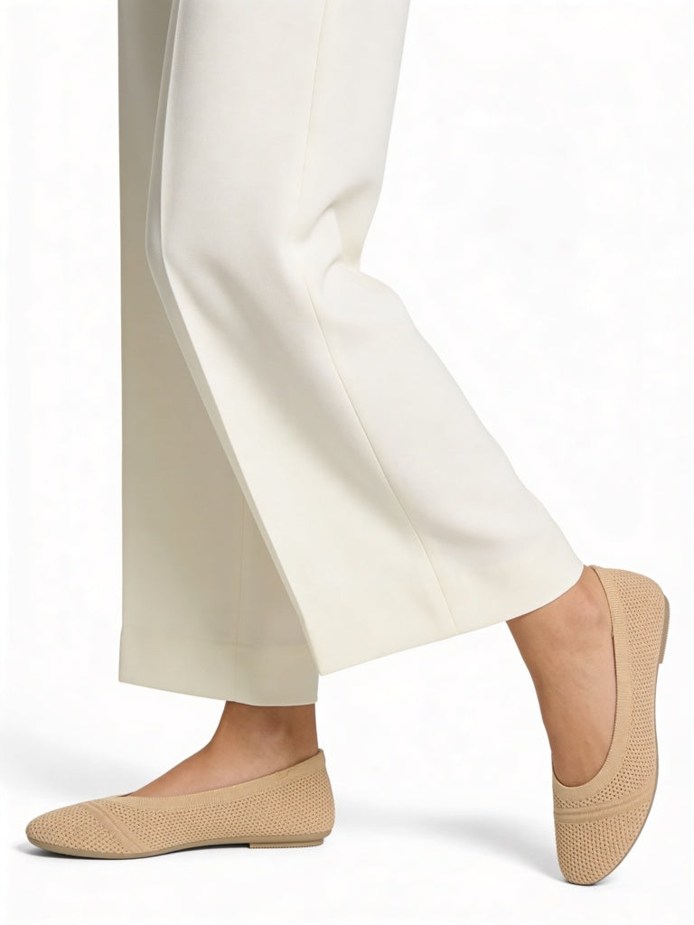 LUNA BLU Peach Knit-Textured Ballerinas