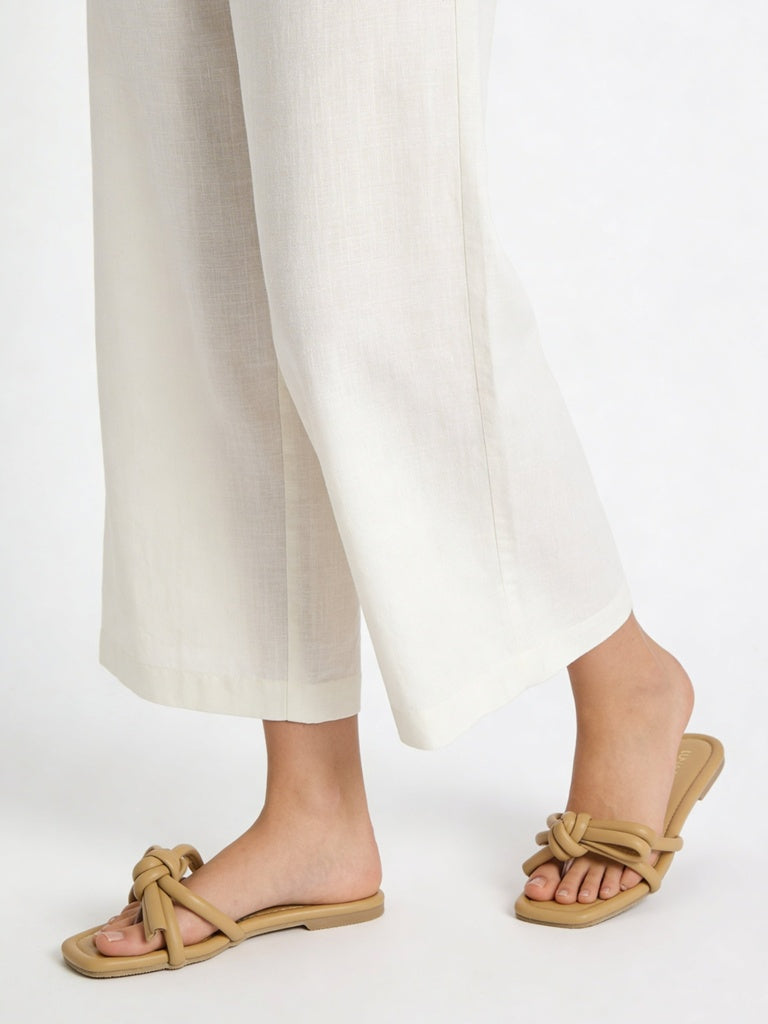 LUNA BLU Beige Bow-Design Puffed Slides