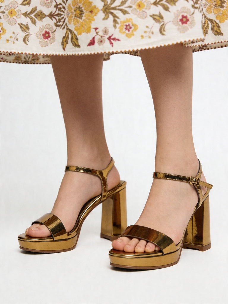 LUNA BLU Bronze Metallic Heeled Sandals