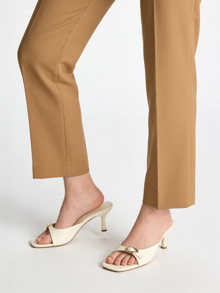 LUNA BLU Off-White Buckle-Detailed Heel Sandals