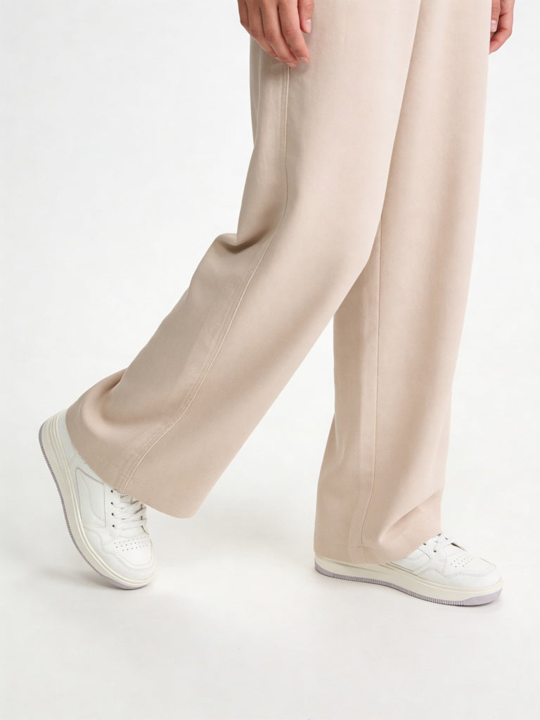 LUNA BLU White Perforated Lace-Up Trainer Sneakers