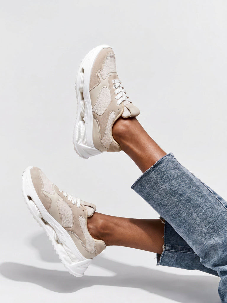 LUNA BLU Woman Ivory Texture Sneakers