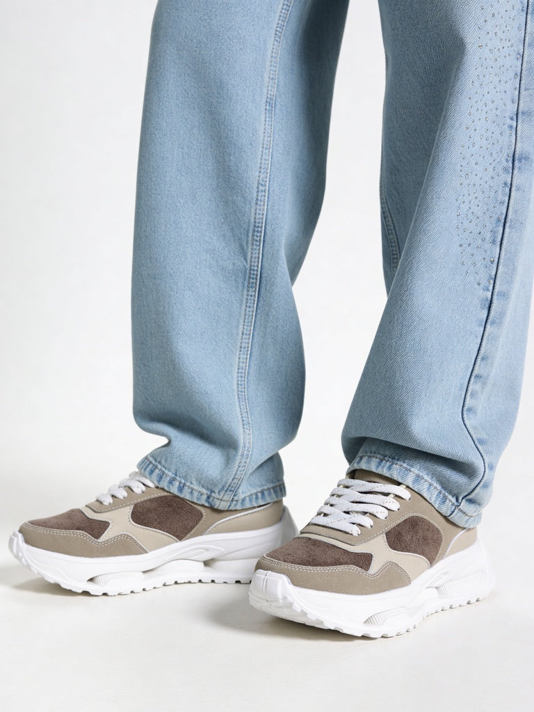 LUNA BLU Brown Terry Textured Sneakers