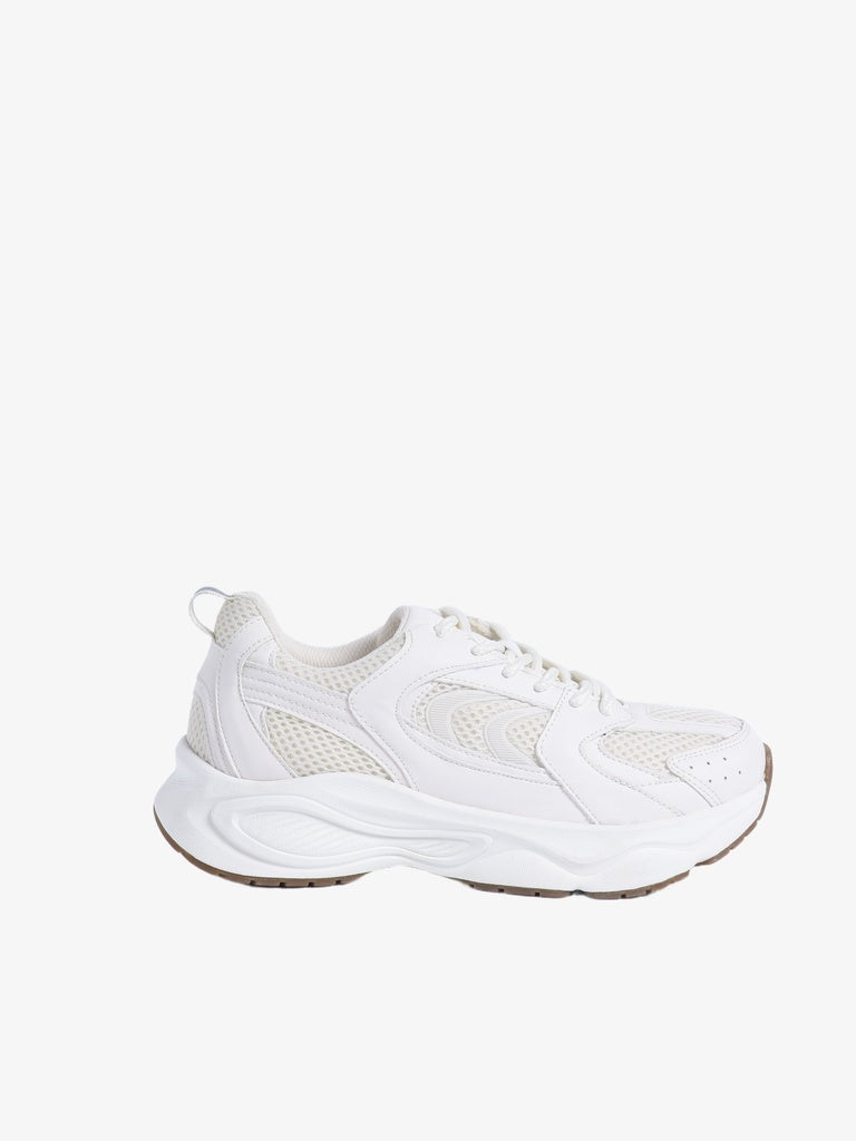 LUNA BLU White Monotone Lace-Up Sneakers