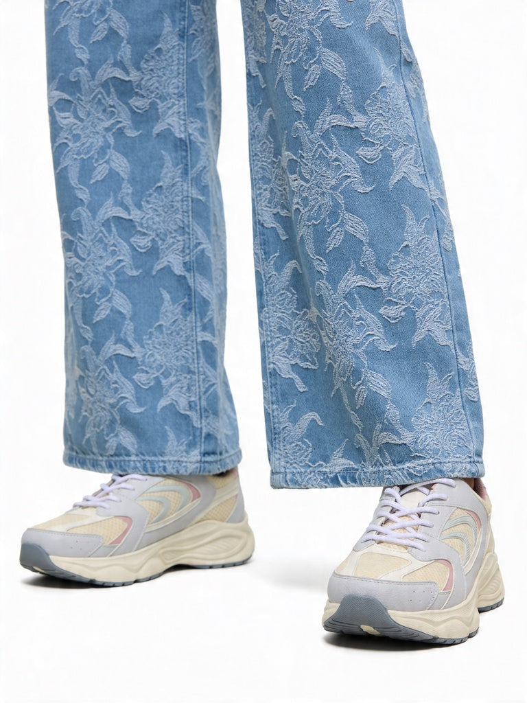 LUNA BLU Grey Sude-Detail Mesh Lace-Up Sneakers