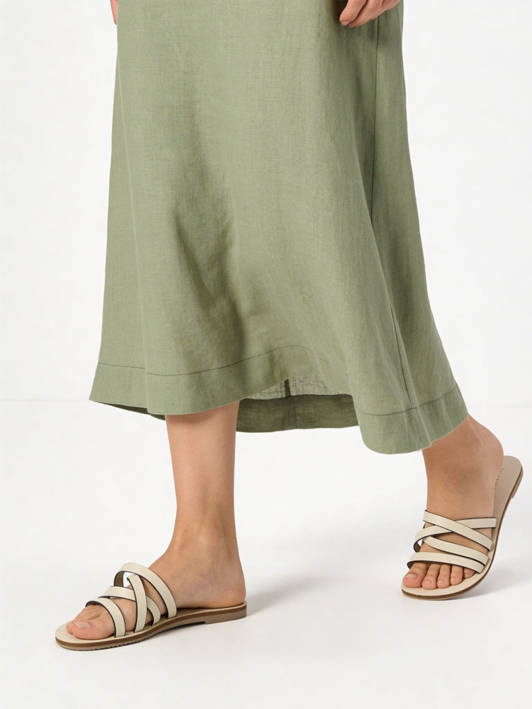 LUNA BLU Ivory Multi-Strap Slides