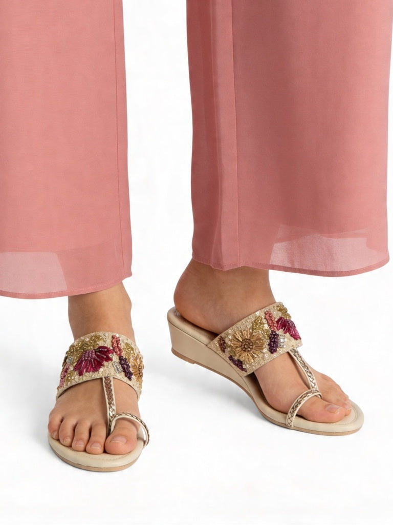 LUNA BLU Multicolour Embellished Wedge-Heel Sandals