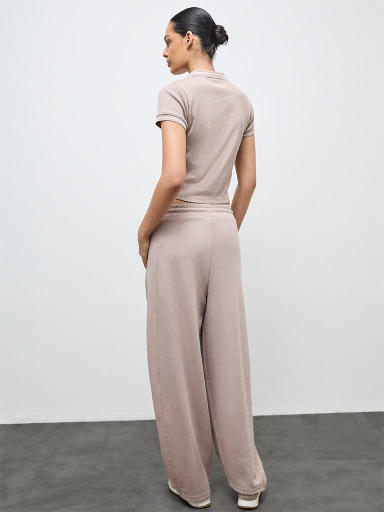 Nuoflexx Taupe Solid High-Rise Pants