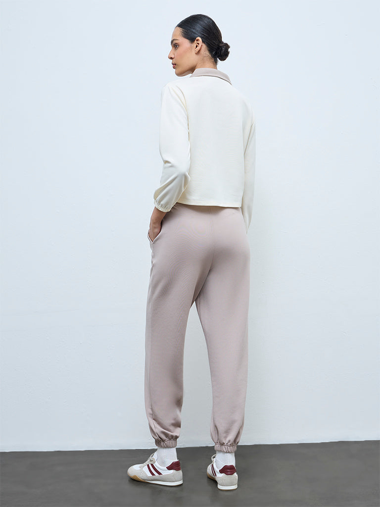 Nuoflexx Taupe Solid High-Rise Joggers