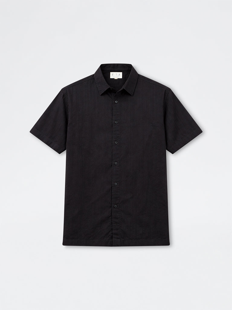 ETA Black Striped Relaxed-Fit Cotton Shirt