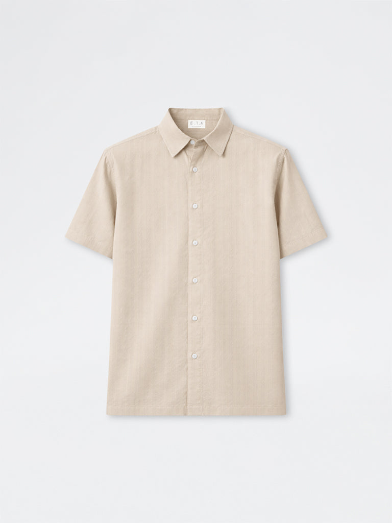 ETA Beige Striped Relaxed-Fit Cotton Shirt