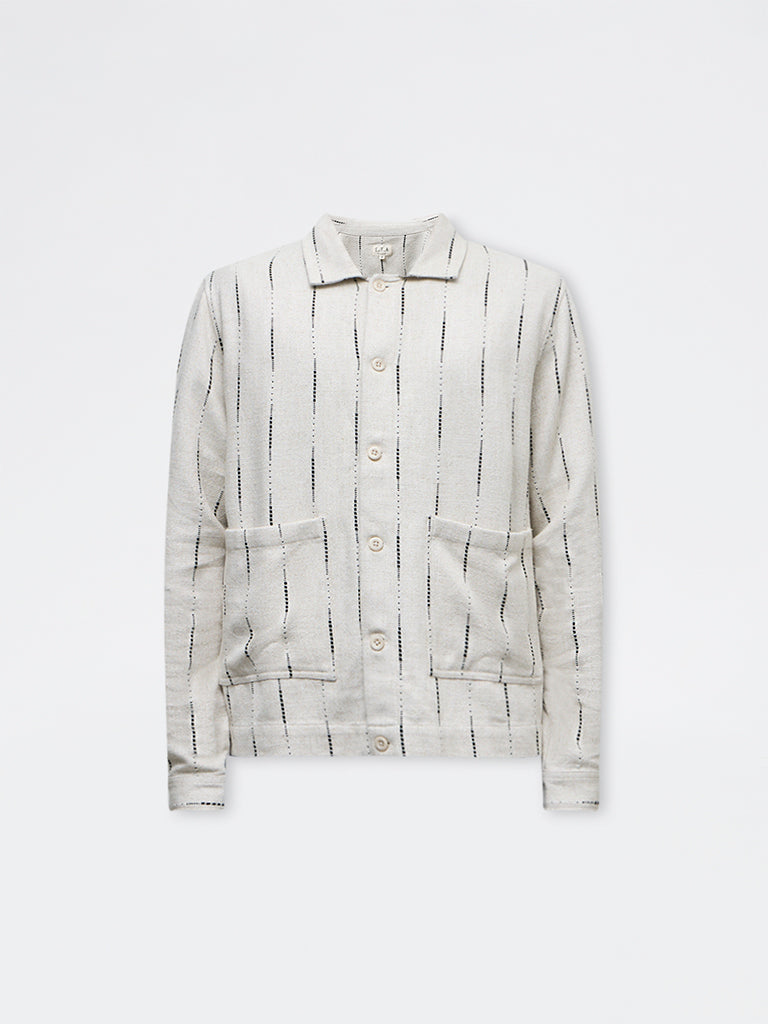 ETA Light Beige Printed Relaxed-Fit Cotton Jacket
