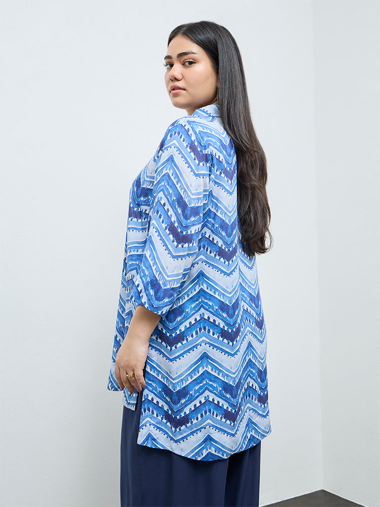 Diza Indigo Chevron Pattern Tunic