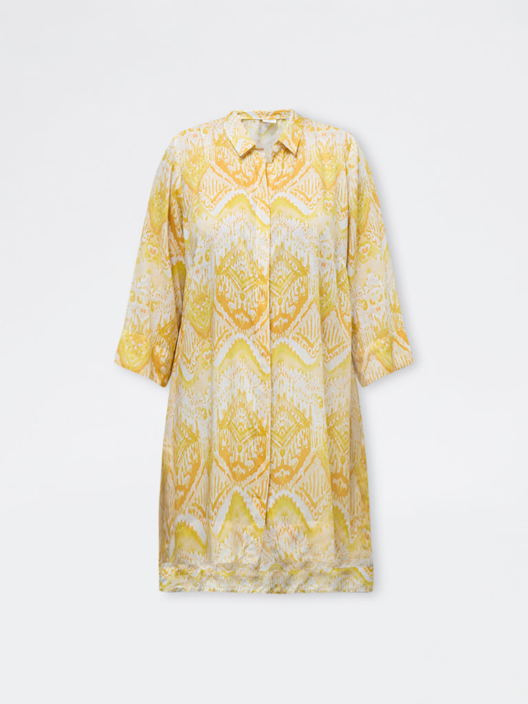 Diza Yellow Botanical Printed Tunic