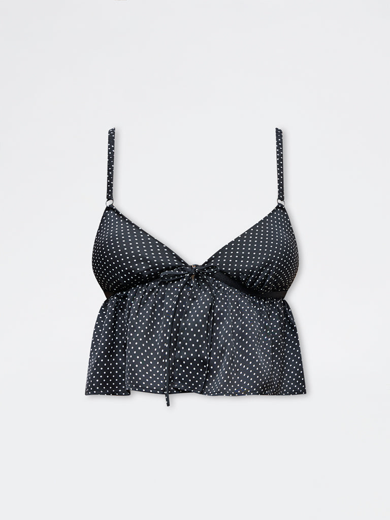 Wunderlove Black Polka-Dot Top