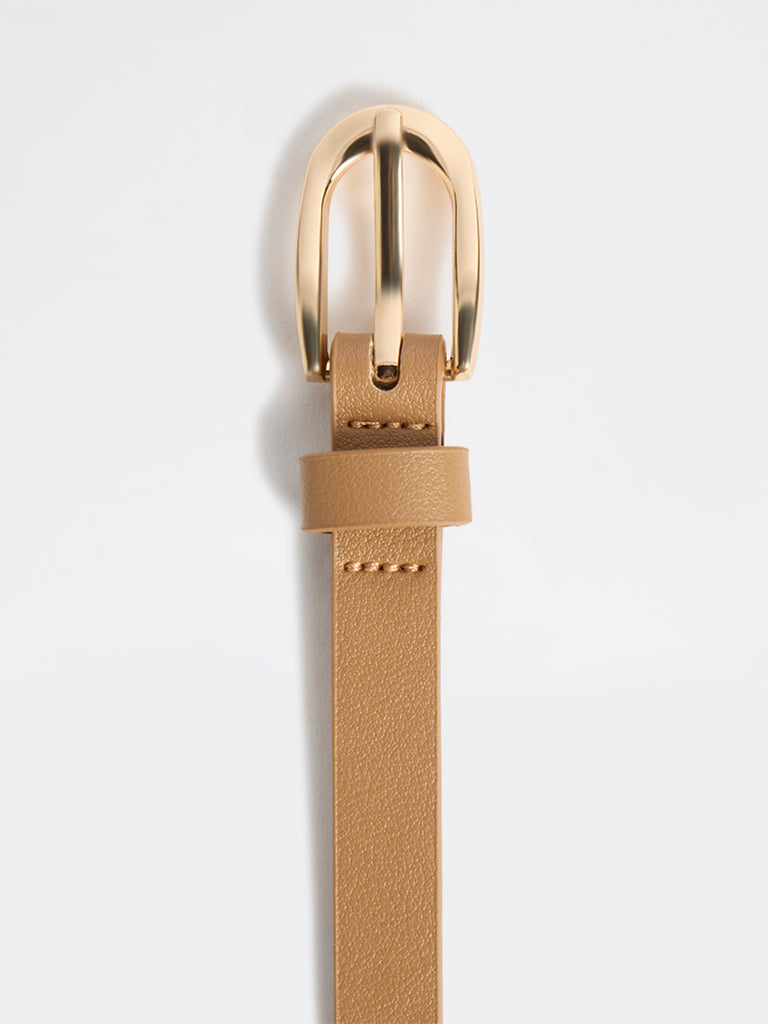 Westside Accessories Brown U-Buckle Slim Belt