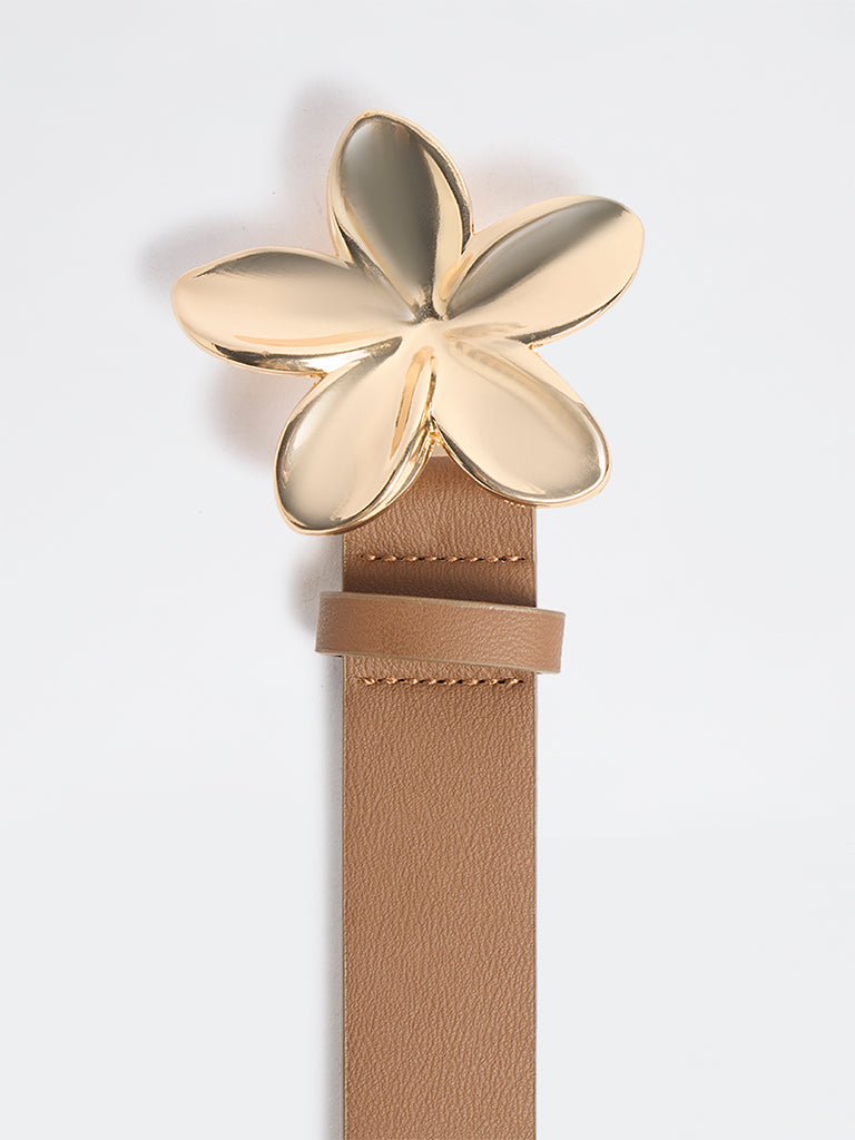 Westside Accessories Brown Floral Buckle Belt